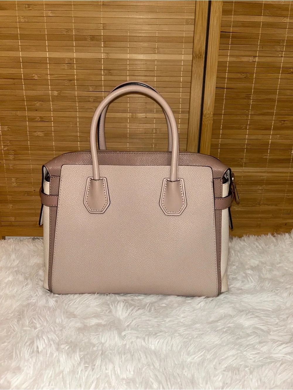 Michael Kors Mercer tote bag Pebble Leather Pink, White Beige Purse handbag